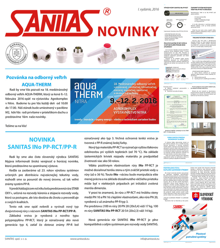 SANITAS Novinky 2016