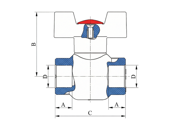 Guľový kohút s motýlikom