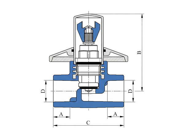 Вентиль під штукатурку прохідний
